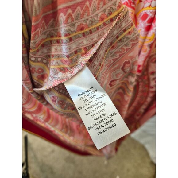 NWT Sandra Darren Pink Paisley Sheath Dress 3/4 Sleeve Boat Neck Size 12 - Picture 6 of 7